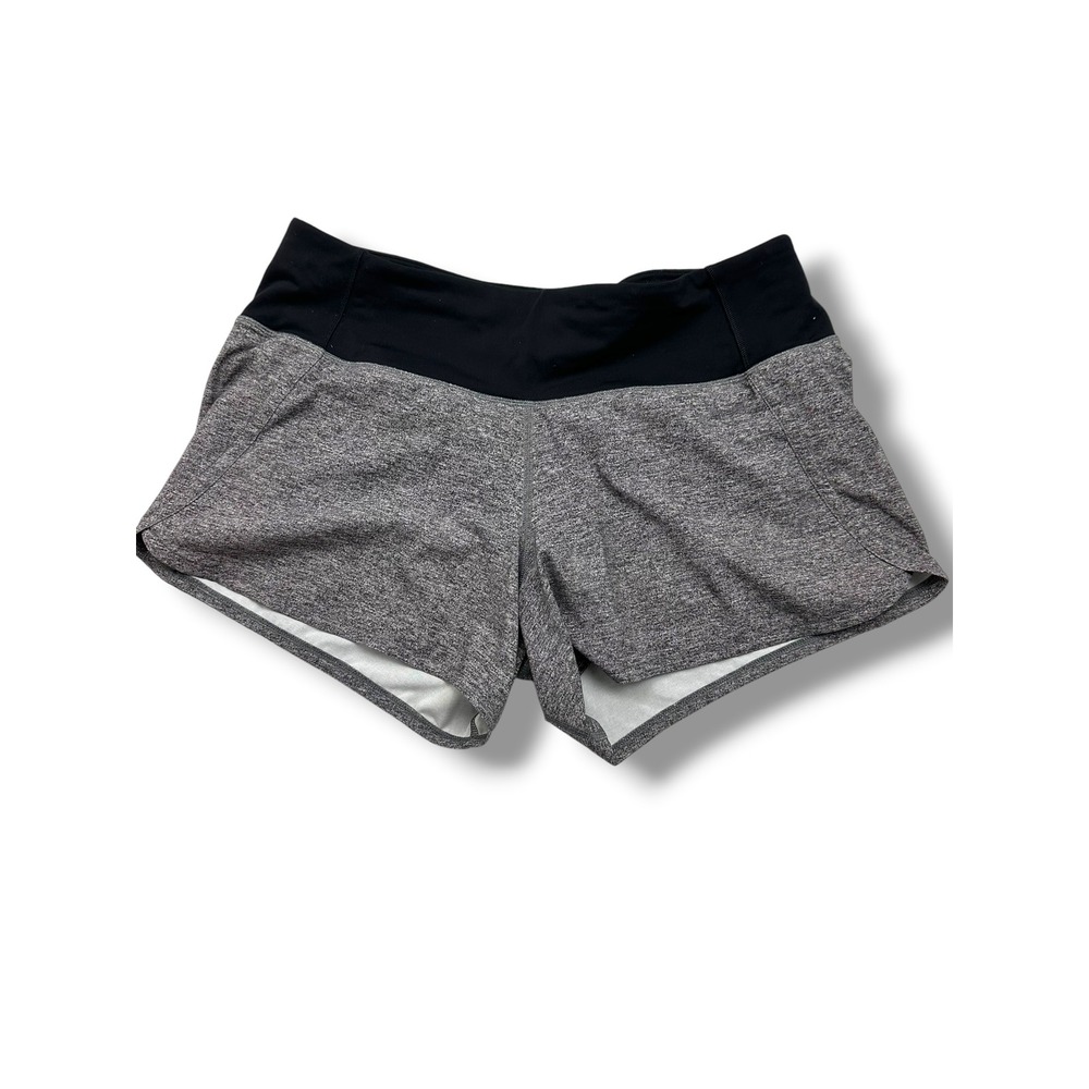 Lululemon Speed Up Shorts Heathered Gray Black Running Athletic Size 6